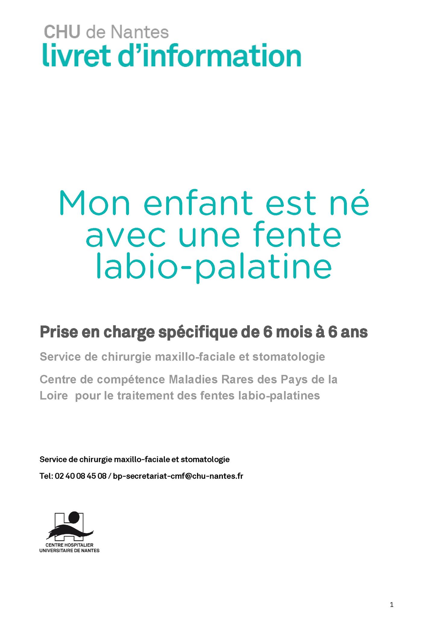 CCMR MAFACE CHU Nantes Livret d'information FLP 6mois 6ans