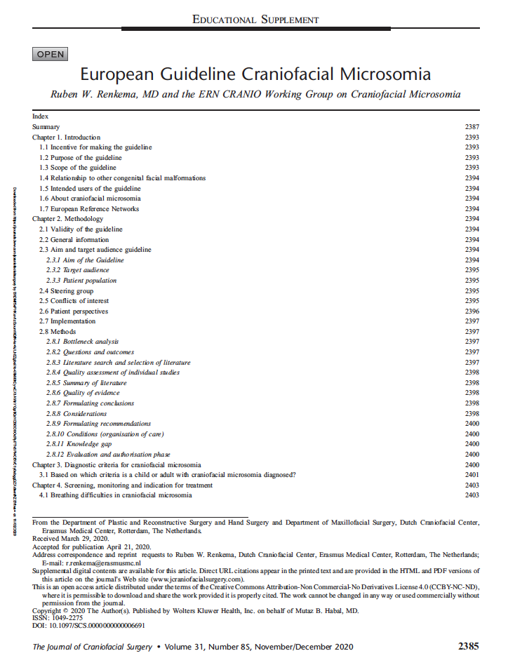 European Guideline Craniofacial Microsomia