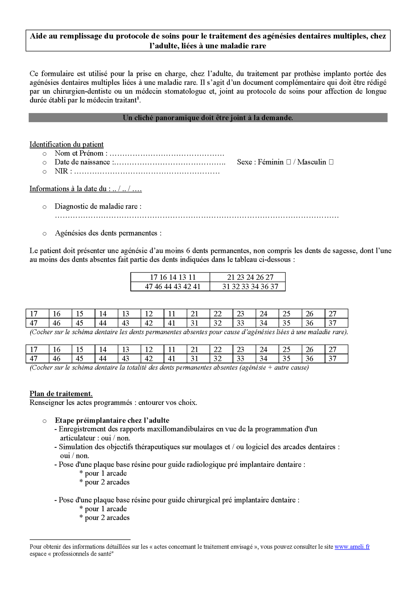 Image Aide remplissage ALD31 agénésies dentaires adulte