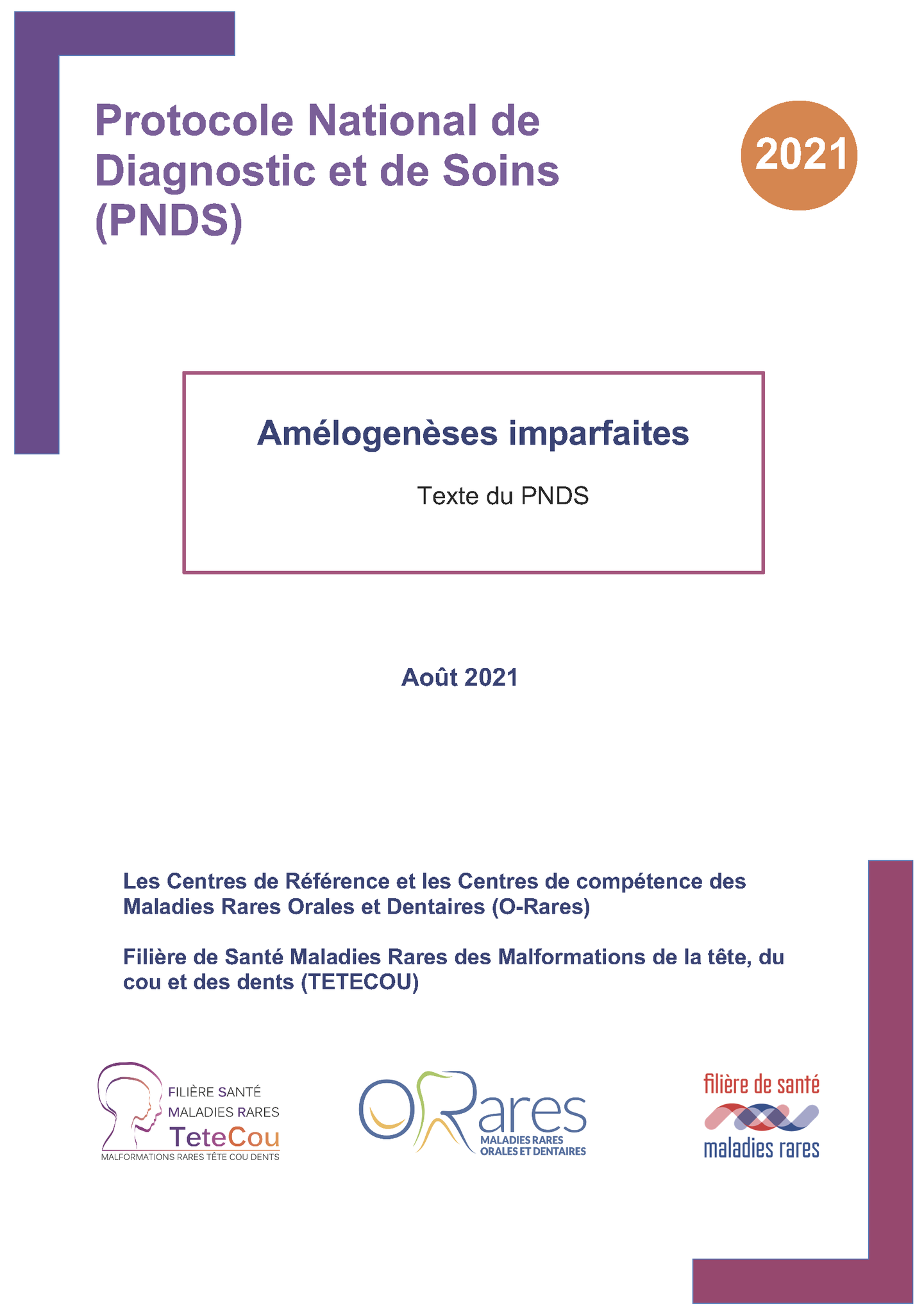 Image PNDS Amélogenèses Imparfaites Couverture