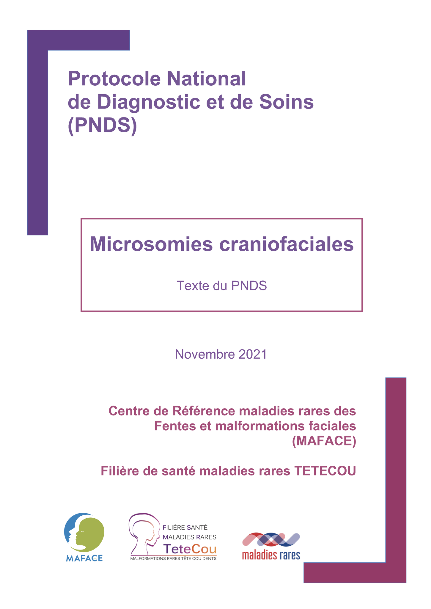 Image PNDS Microsomies craniofaciales Couverture