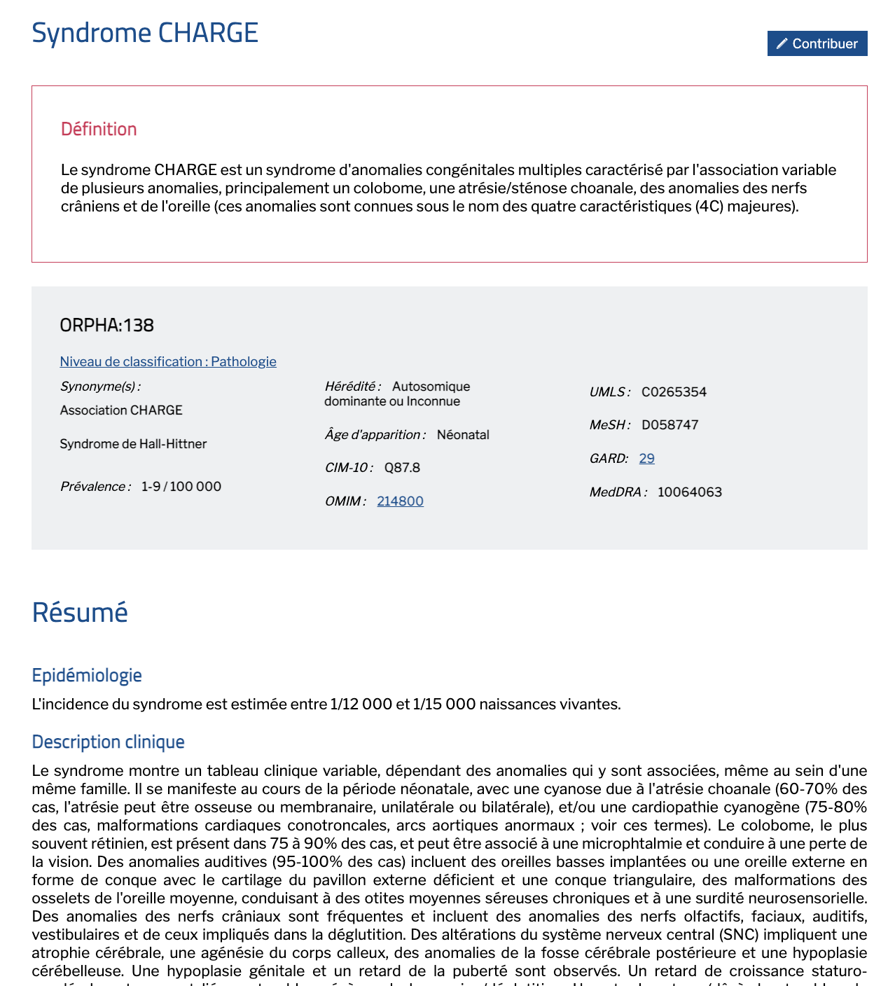 Image Site Orphanet Page CHARGE 
