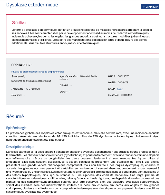 Image Site Orphanet Page Dysplasie ectodermique