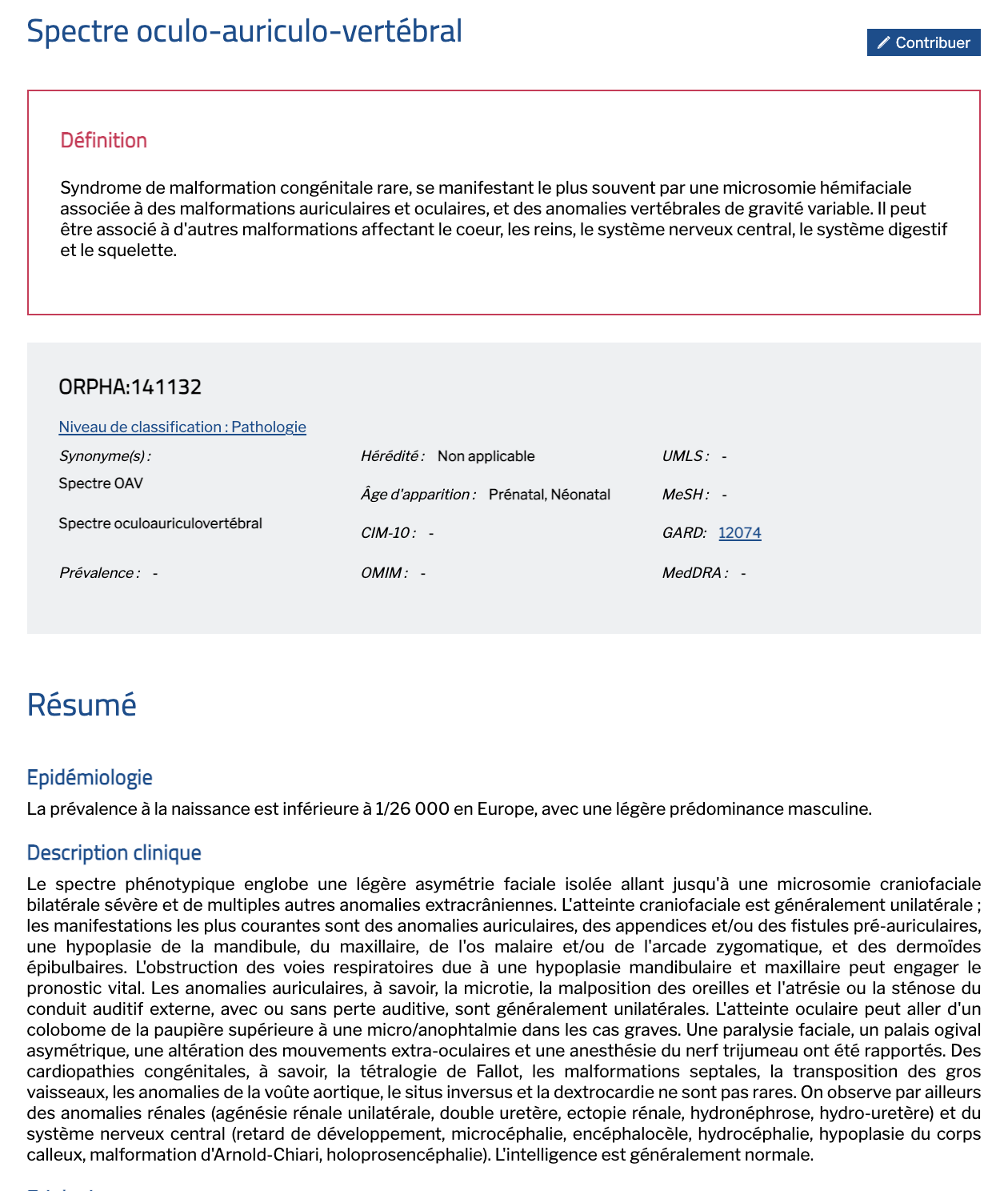 Image Site Orphanet Page OAVS