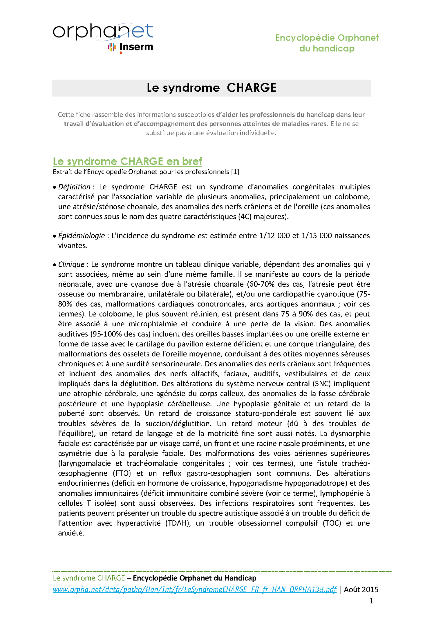 LeSyndromeCHARGE FR fr HAN ORPHA138