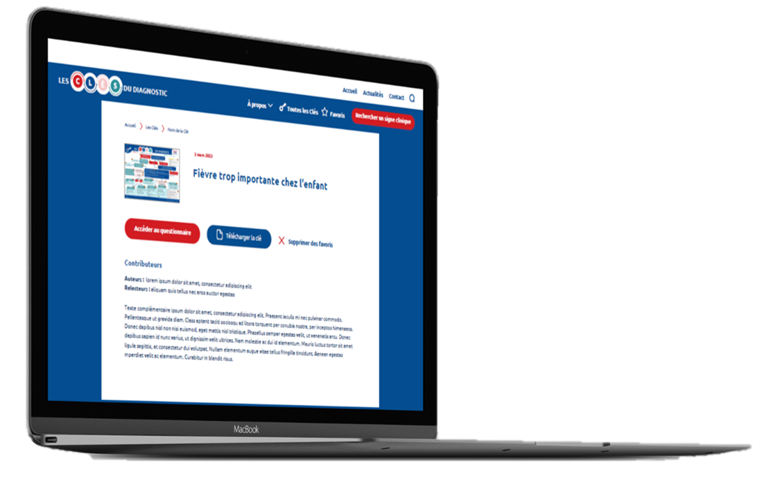 Page details Cles Site Cles du diagnostic FSMR