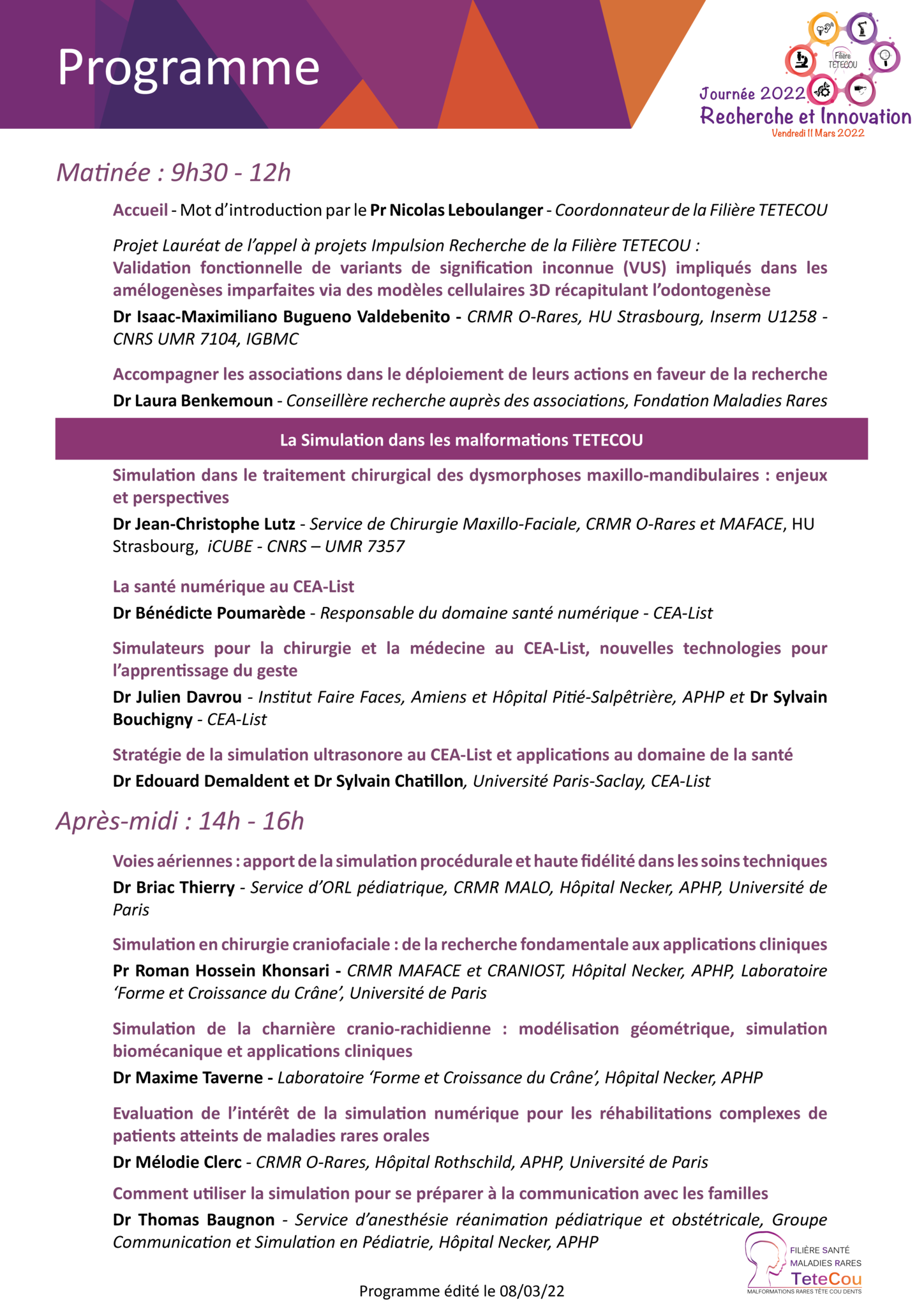 TETECOU Journée Recherche 2022 Programme 080322